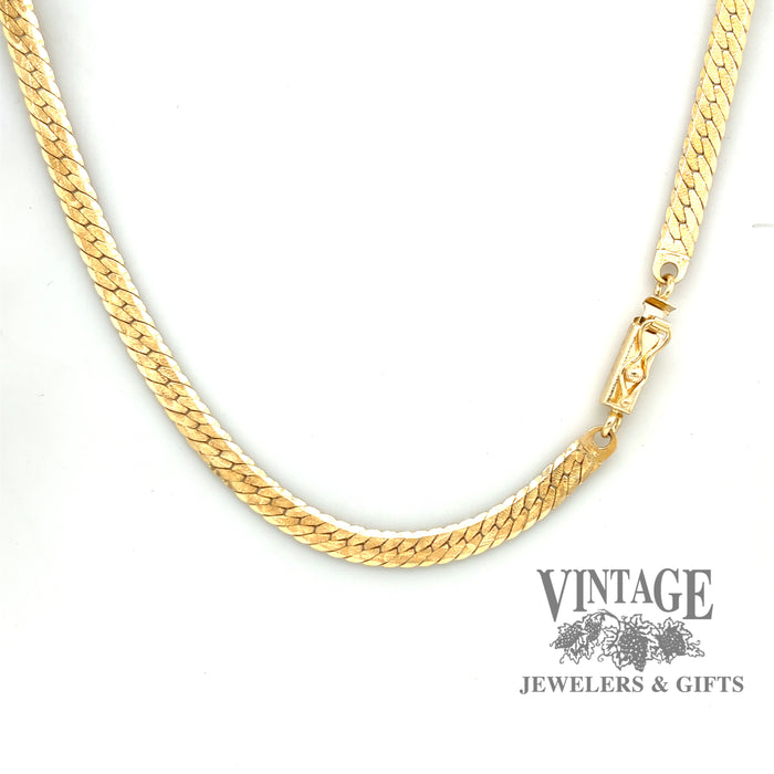 18K Solid Yellow White Gold Box Chain Necklace 16